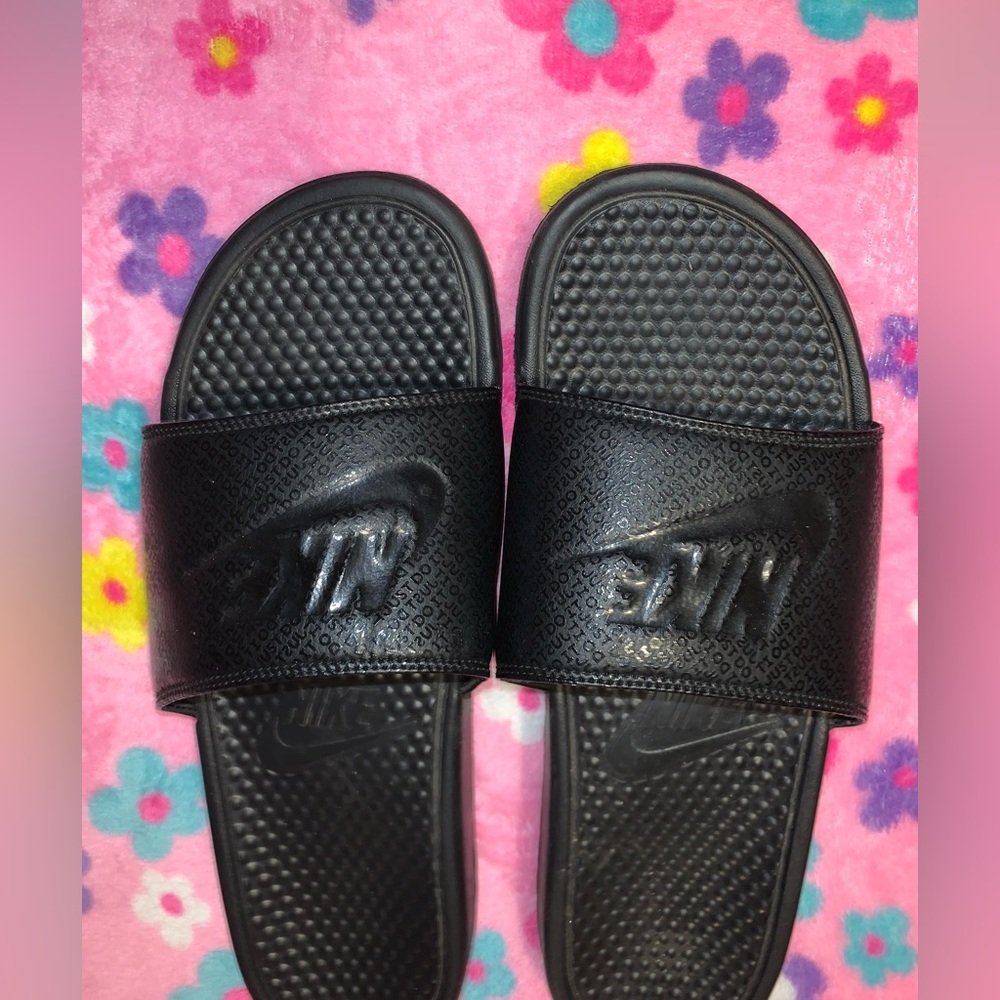 Nike Black Slide Sandals with Embossed Logo
